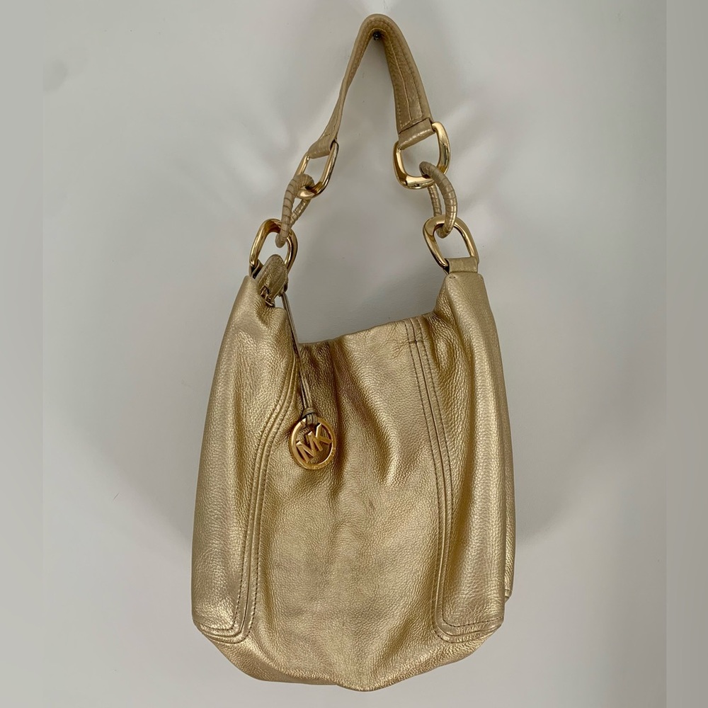 Michael Kors Gold Leather Hobo Bag